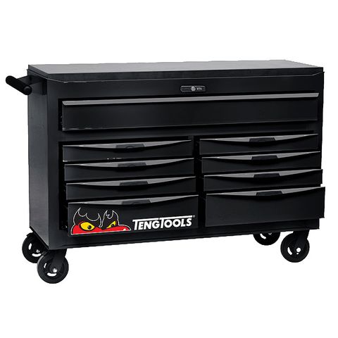 TENG 53" PRO ROLL CABINET, 9 DRAWERS, BLACK