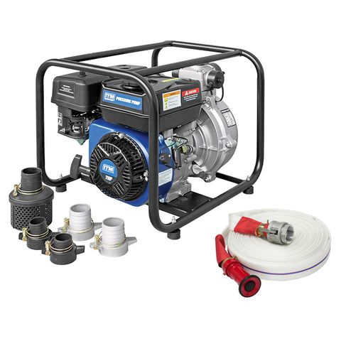 ITM WATER PRESSURE PUMP KIT, 7HP 50MM 17,000 L/H, PLUS 30M FIRE FIGHTING HOSE