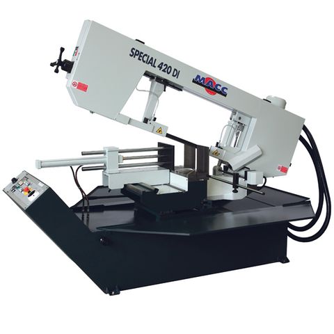 MACC BANDSAW, SEMI AUTO, 390MM CAP,  SWIVEL HEAD, DUAL MITRE,  22-73MPM VARIABLE SPEED,415V 3PH