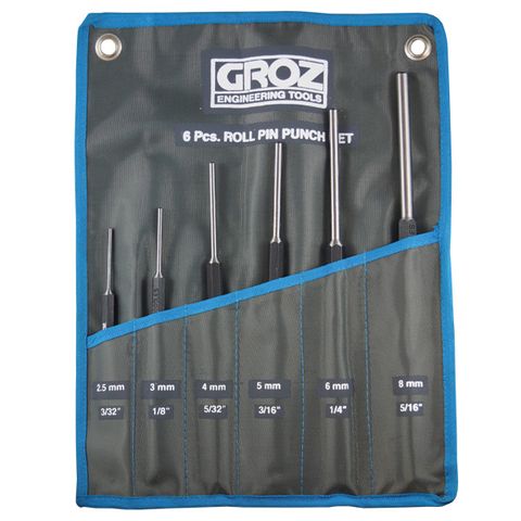 RPP/6/ST GROZ ROLL PIN PUNCH SET, 6 PCE