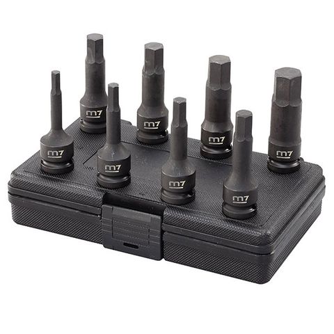 M7 IMPACT IN HEX SOCKET SET, 1/2" DRIVE, 8PCS, 6 - 19MM