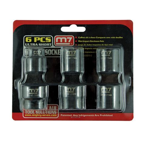 M7 IMPACT STUBBY SOCKET SET, 1/2" DRIVE, 6 PCE, 1/2" - 7/8"