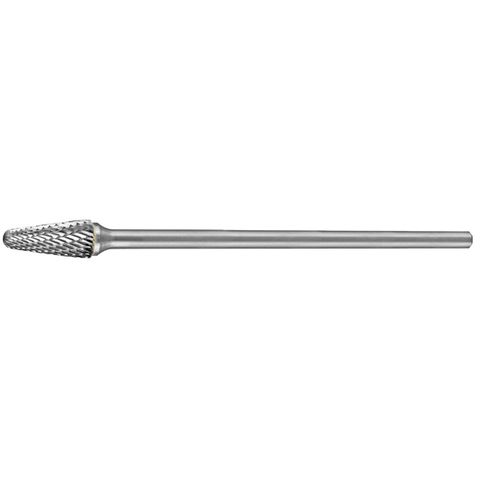 HOLEMAKER CARBIDE BURR, TAPERED RADIUS END, 1/2" X 1-1/8" HEAD, 1/4"  X EXTENDED SHANK, DC