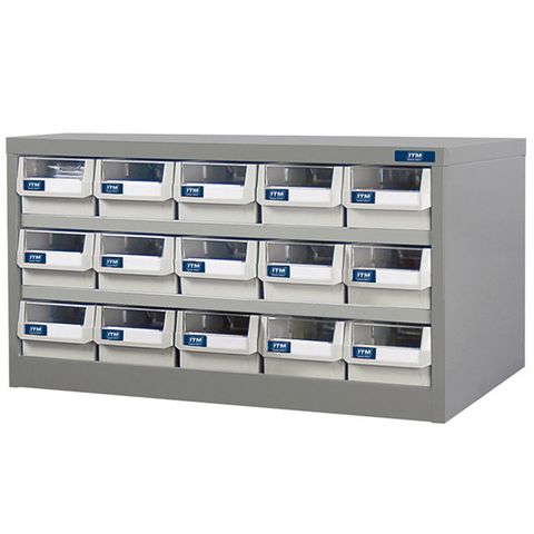 ITM PARTS CABINET, METAL HD 15 DRAWERS 880W x 400D x 440H