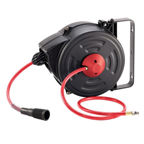 M7 AIR HOSE REEL, H.D. WALL MOUNT METAL CASE, 8MM ID X 12MM OD PU