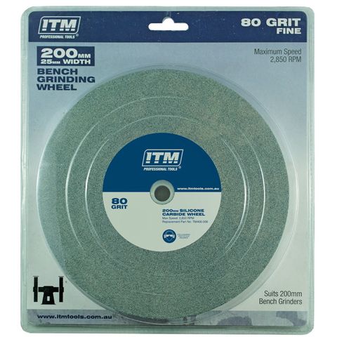 ITM GRINDING WHEEL, SILICONE CARBIDE, 200 X 25MM, 80 GRIT FINE