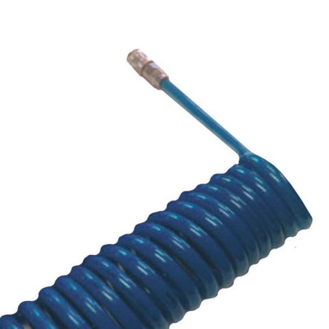 RECOIL PU AIR HOSE, BLUE, SINGLE ACTION FITTINGS, 8 X 12MM, 5MTR