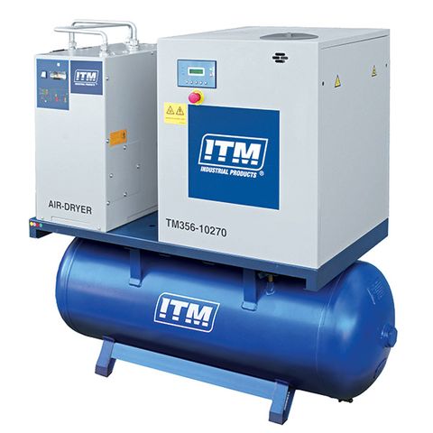 ITM AIR COMPRESSOR ROTARY SCREW WITH REFRIDGERATED DRYER, 3 PHASE, 10HP, 270LTR, FAD 1080