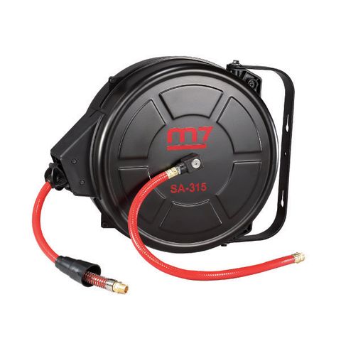 M7 AIR HOSE REEL, H.D. WALL MOUNT METAL CASE, 8MM ID X 12MM OD PU HOSE, 15M  - M7-SA215 - ITM Industrial Products