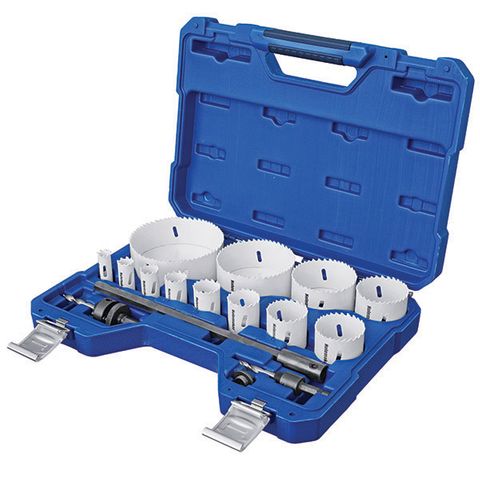 HOLEMAKER COBALT HOLESAW SET, PLUMBERS SET, 16,19,22,25,30,35,44,51,57,73,92,114MM PLUS ARBORS