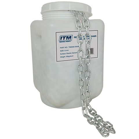 ITM REGULAR LINK CHAIN, GALVANISED, 50KG DRUM, 10MM BODY