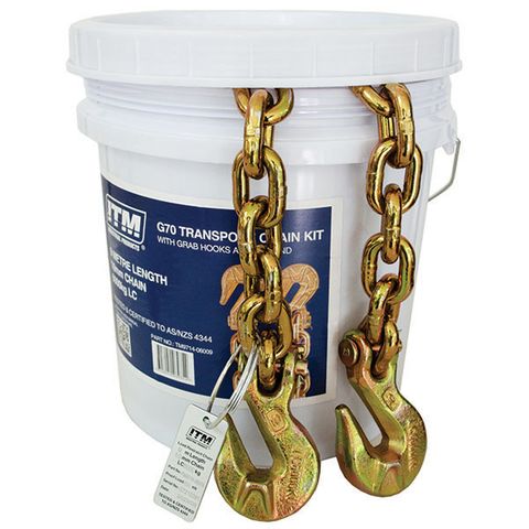 ITM G70 TRANSPORT CHAIN WITH GRAB HOOKS AT EACH END, 6 TONNE LASHING CAPACITY, 9M LENGTH