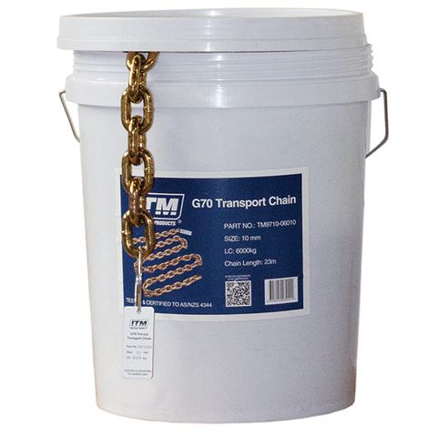 ITM G70 PRE-CUT TRANSPORT CHAIN 50KG DRUM, 3.8 TONNE LASHING CAPACITY, 8MM CHAIN