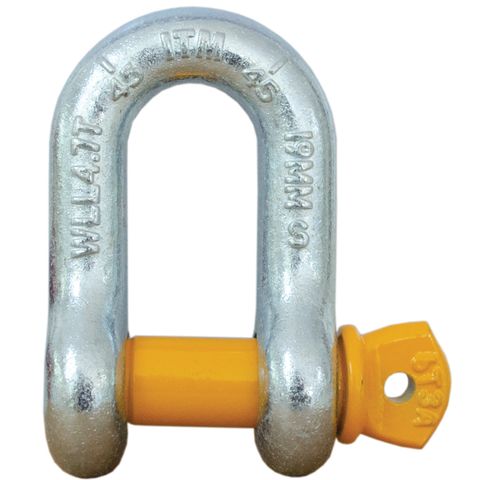 ITM DEE SHACKLE, YELLOW PIN GS SCREW PIN, 35 TONNE, 50MM BODY