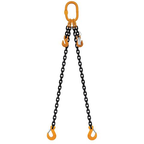 ITM 2 LEG CHAIN SLING, 10MM CHAIN, 1M LENGTH, WITH CLEVIS SLING HOOKS & SHORTENING GRAB HOOKS