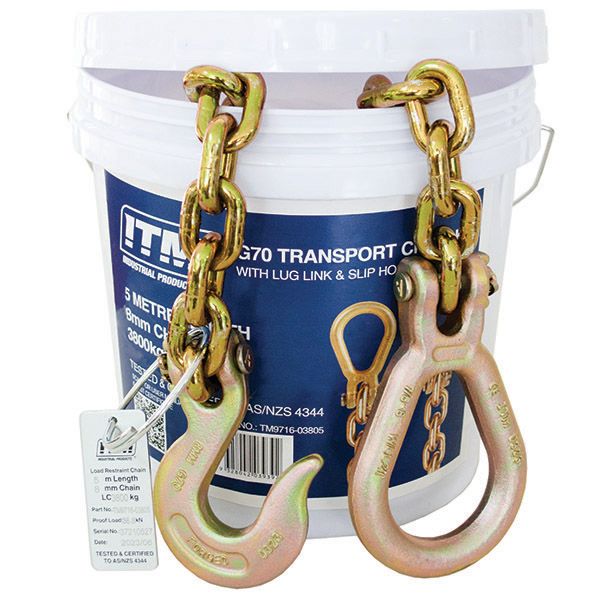 G70 TRANSPORT CHAIN WITH LUG LINK & SLIP HOOK - ITM Industrial Products