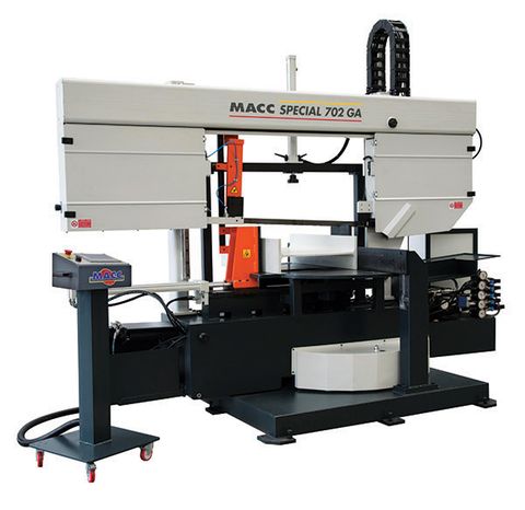MACC DUAL COLUMN BANDSAW, WITH TOUCH SCREEN AND VERTICAL VICE FOR BUNDLE CUT, 550 x 700MM CAP,  POWERED SWIVEL HEAD, DUAL MITRE, VARIABLE SPEED 415V 3PH