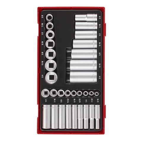 TENG 32PCE 1/4" & 3/8" DR. REG/DEEP AF SOCKET SET (12-PT) - TC-T