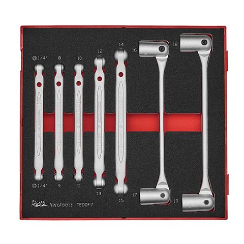 TENG 7PCE DOUBLE FLEX WRENCH SET - TED-TRAY