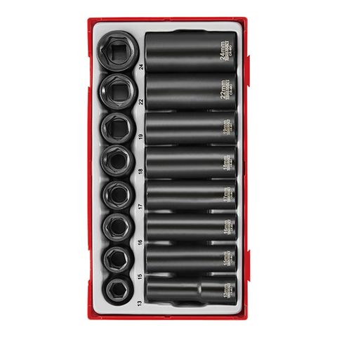 TENG 16PCE 1/2" DR. MM REG/DEEP IMP SOCKET SET - TC-TRAY