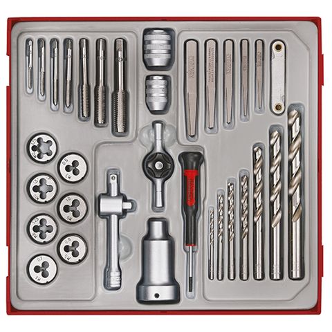 TENG 34PCE TAP & DIE SET W/ACCESSORIES - TTD-TRAY