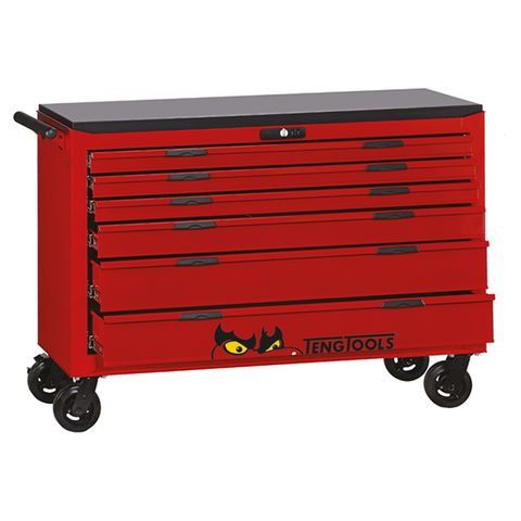 TENG 53" PRO ROLL CABINET, 6 DRAWERS, RED