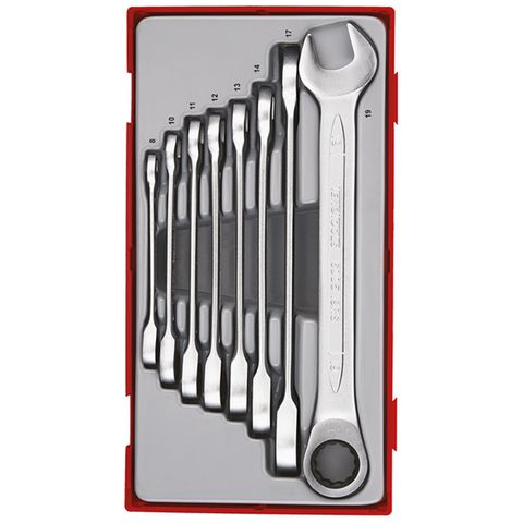 TENG 8PCE RATCHET COMBINATION SPANNER SET 8-19MM - TC-TRAY