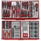 TENG 715PCE 26" 19 DRAWER STACK TOOL KIT, METRIC & IMPERIAL, PS TRAYS, RED