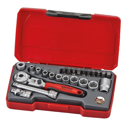 TENG 24PCE 1/4" DR. MINI METRIC SOCKET SET (FLEX RATCHET.)