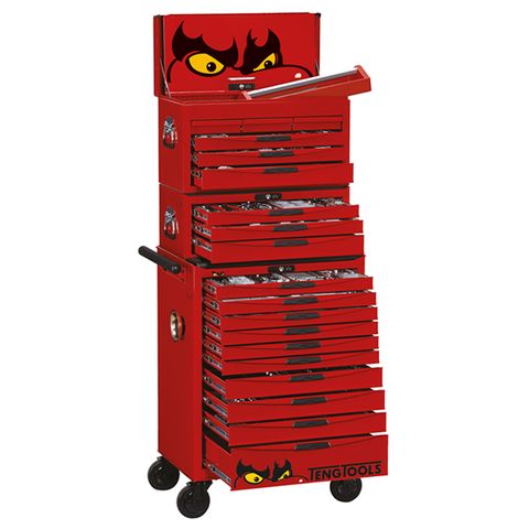 TENG 1001PCE 26"19 DRAWER STACK TOOL KIT, METRIC & IMPERIAL, PS TRAYS, RED