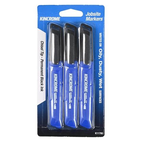 Kincrome - Perm Marker Med C/Pt 3Pk - Blk