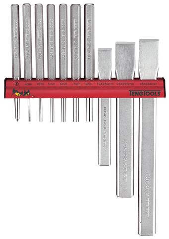 Teng Tools - 10 Piece Punch & Chisel Wall Rack