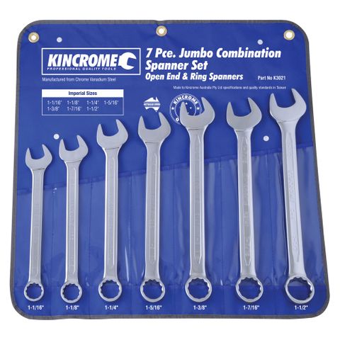 Kincrome - Jumbo Combination Spanner Set 7 Piece