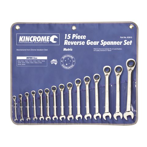 Kincrome - Combination Gear Spanner Set 15 Piece