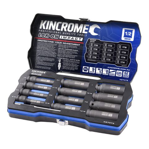 Kincrome - Lok-On Deep Impact Socket Set 12 Piece