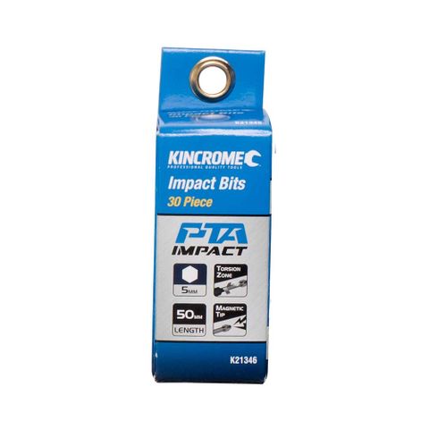 KINCROME - IMPACT BIT HEX 5MM 50MM 30 PCK