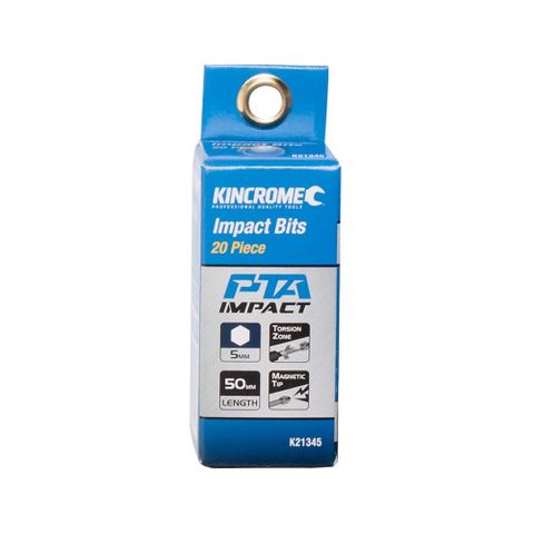 KINCROME - IMPACT BIT HEX 5MM 50MM 20 PCK