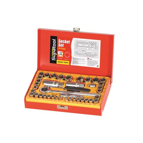 SUPATOOL - 40 PCE - 1/4 & 3/8 DR SOCKET SET