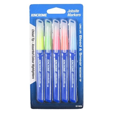 Kincrome - Highlighter Chisel Tip 5 Pack