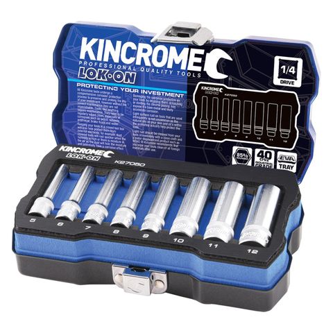KINCROME - LOK-ON SOCKET SET 8 PC 1/4 IN DR - MET