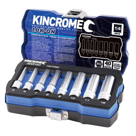 Kincrome - Lok-On Socket Set 8 Pc 1/4 In Dr - Met