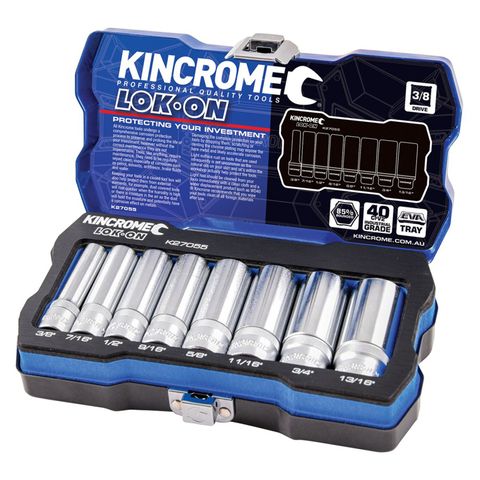 Kincrome - Lok-On Socket Set 8 Pc 3/8 In Dr - Imp