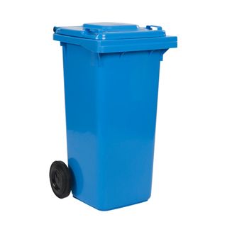 120L Blue Wheeled Bin with Hinged Lid