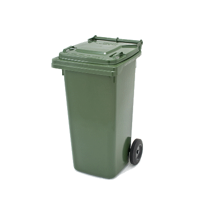 120L Dark Green Wheeled Bin with Hinged Lid