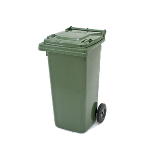 120L Dark Green Wheeled Bin with Hinged Lid