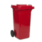 120L Red Wheeled Bin with Hinged Lid