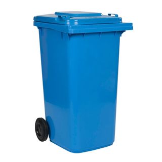 240L Blue Wheeled Bin with Hinged Lid