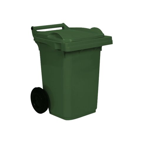 60L Dark Green Wheeled Bin with Hinged Lid