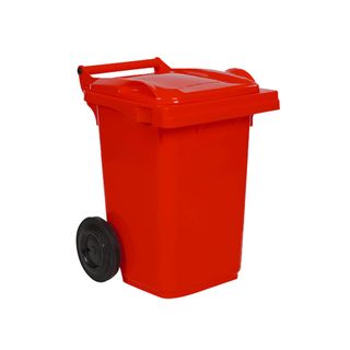 60L Red Wheeled Bin with Hinged Lid