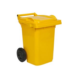 60L Yellow Wheeled Bin with Hinged Lid